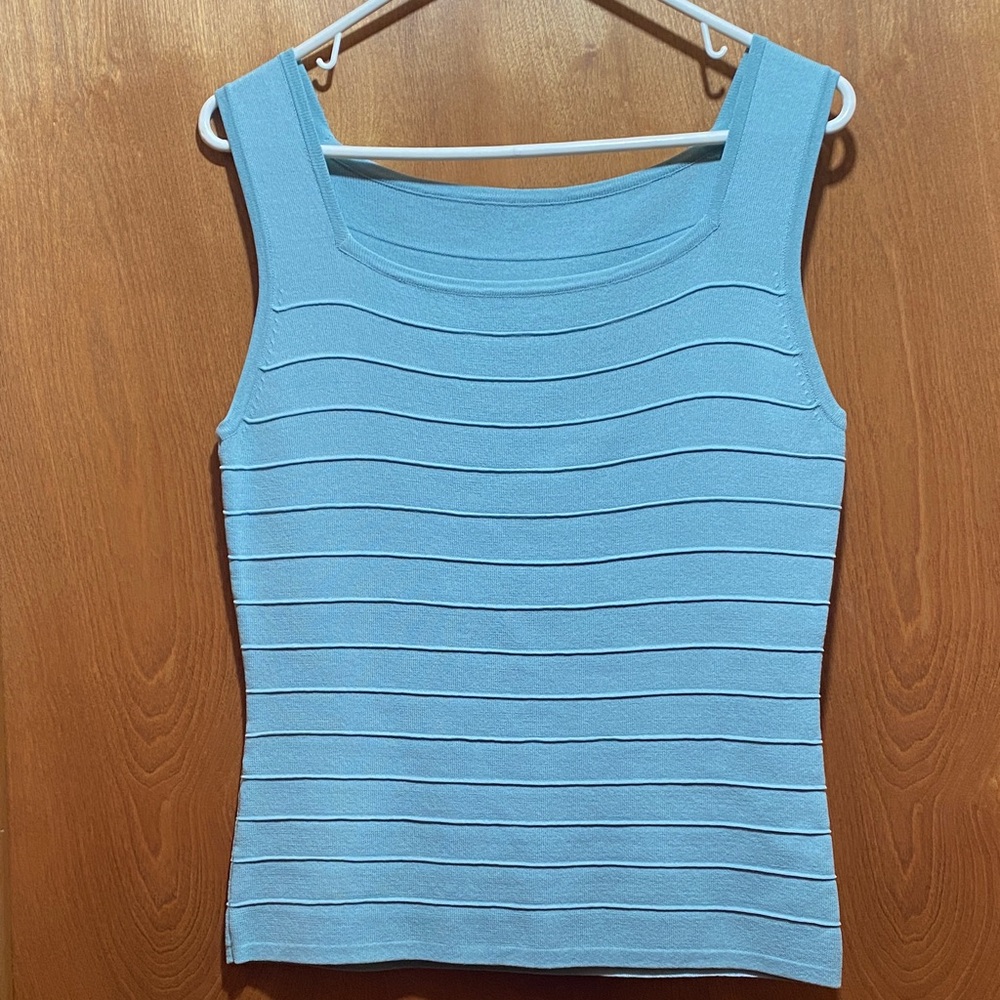 Cable & Gauge Light Blue Elegant Knit Sleeveless Top Summer Office - Picture 9 of 9